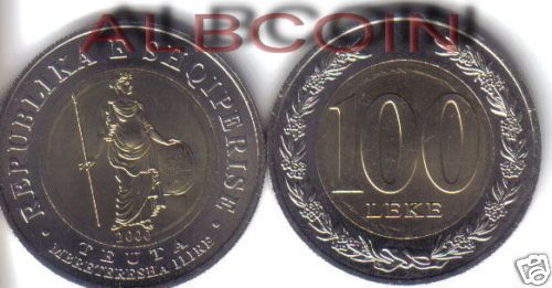 ALBANIA 100 LEKE 2000 KM#80 QUEEN TEUTA BIMETAL BU  