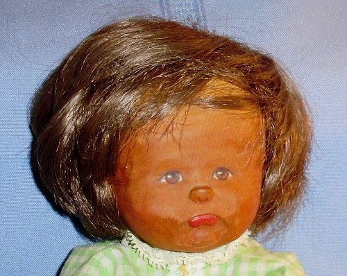 Doll Artist June Beckett 1977 WOODEN HEAD Pouty DOLL  