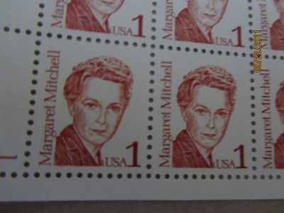 MARGARET MITCHELL 1 CENT USA POSTAGE STAMP SHEET MNH  