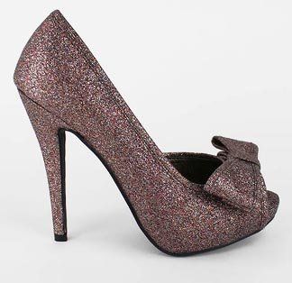 MULTI GLITTER Bow Peep toe Platform DOrsay PUMP  