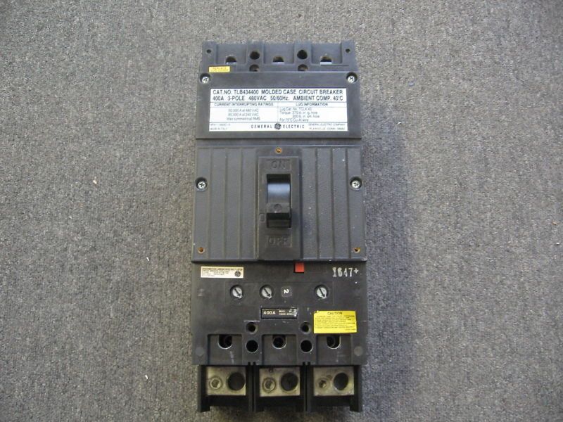 GE CIRCUIT BREAKER 400 AMP 480V 3 POLE TLB434400  