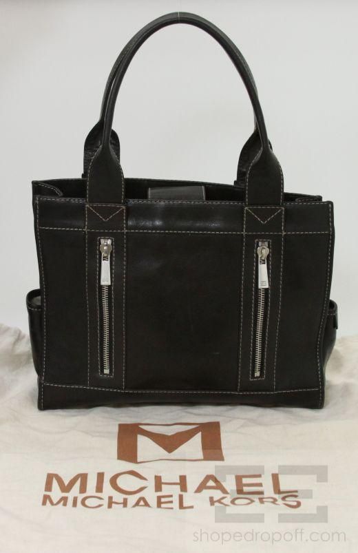 Michael Michael Kors Black Leather Topstitched Handbag  