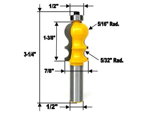 pc 1/2 SH Face Specialty Molding #2 Router Bit Set  