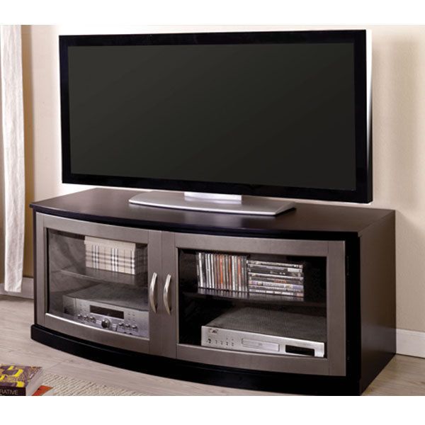 Retro Black & Silver Finish Entertainment Console TV Stand  