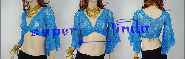 Belly Dance Bolero Lace Top Flared Blouse 10 Color BK  