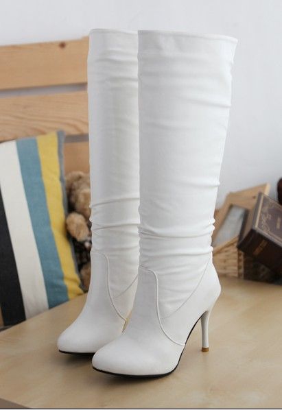 Fashion Tall Canister High Thin Heeled Boot White HOT  