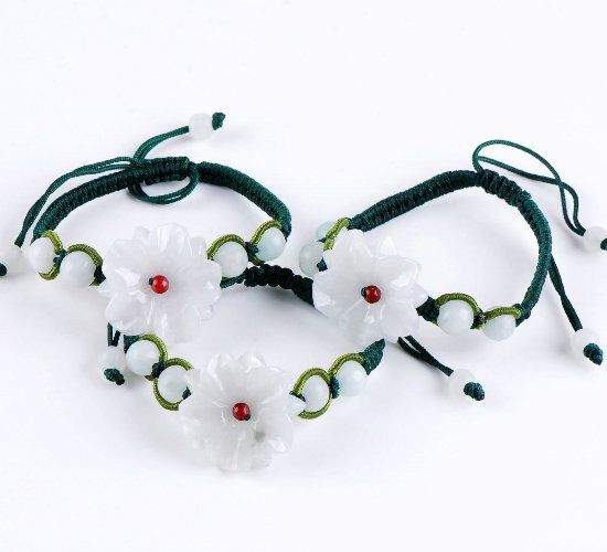 WHITE JADE JEWELRY CHINESE WEAVING BANGLE BRACELET  