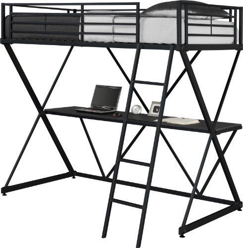 Dorel Home Twin Bunk Bed over Workstation Desk Room  