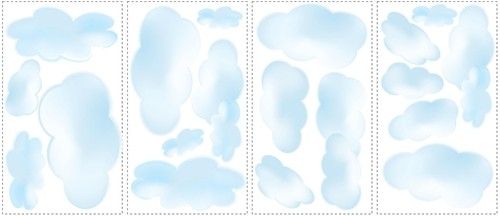   New BLUE CLOUDS WALL DECALS Baby Nursery Stickers Kids Room Sky Decor