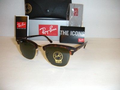 RAY BAN RB3016 W0366 51MM CLUBMASTER TORTOISE WITH G 15XLT LENSES 