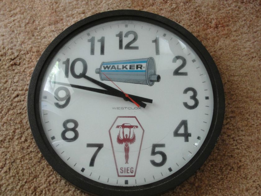 WESTCLOX,ADVERTISING WALKER MUFFLER,SIEG,CLOCK,WORKS  