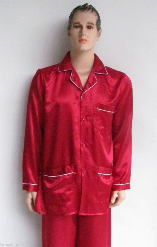 BURGUNDY FAUX SILK/SATIN MEN PYJAMAS/PAJAMAS M,L,XL,XXL  