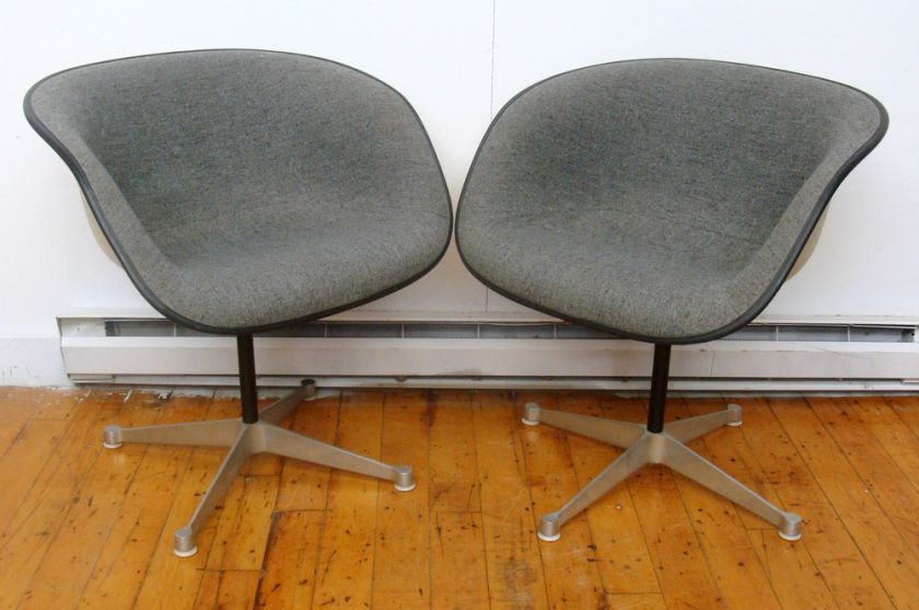 Vintage Herman Miller Upholstered Fiberglass Chair Gray  