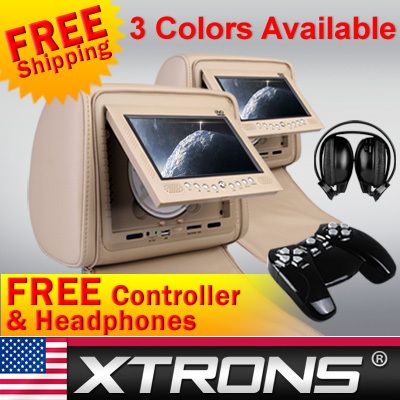 HD7023 2 X 7 LCD CAR HEADREST MONITOR DVD PLAYER Beige  