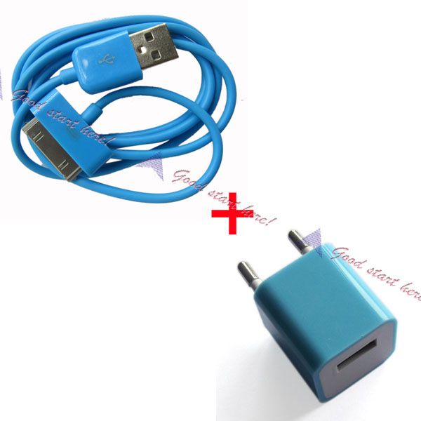 EU Plug Wall Home Charger Adapter+USB Data Cable for Iphone 4 4G 3GS 