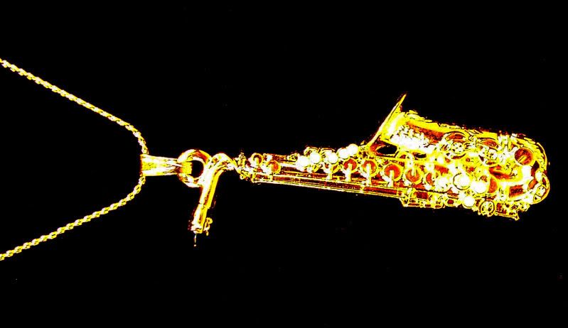 Selmer Alto Sax Replica Jewelry Necklace 24K Gold Plate  