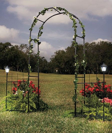 Outdoor Garden Arch Arbor Trellis with Solar Lighted Fence NEW  