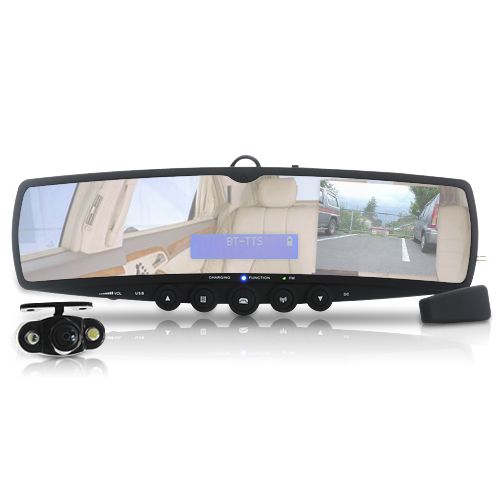 Car Rearview Mirror with Wireless Parking Camera (Bluetooth, , FM 