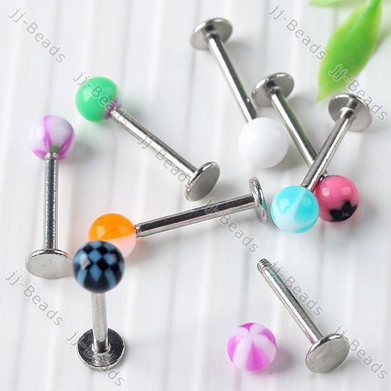 20pc 16G Lot Mixed UV Ball Barbell Lip Labret Rings Monroe Studs 