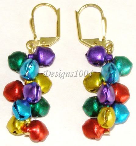 JINGLE BELL** CHRISTMAS SEASONAL COLORED EARRINGS NEW  