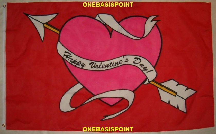 x5 HAPPY VALENTINES DAY FLAG HOLIDAYS HEART NEW 3X5  