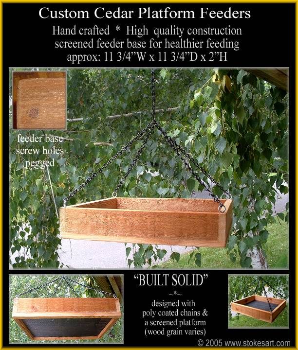 12 HEALTHY SCREENED CEDAR OPEN PLATFORM Bird Feeder  