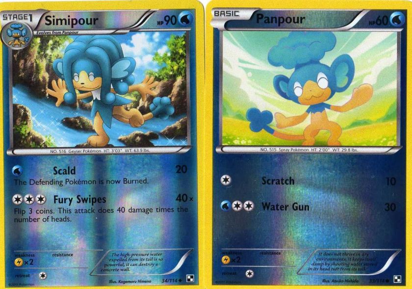 POKEMON EVOLUTION CARDS SMIPOUR & PANPOUR BLACK & WHITE CARD REVERSE 