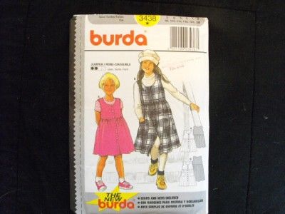 Girls Jumper Burda 3438 Sewing Pattern Sz 3 to 8  