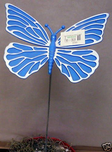 Blue Butterfly plastic garden stake, yard decor  