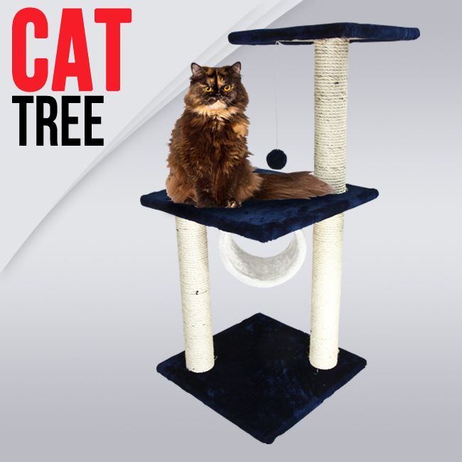 New Cat Tree 3 Level Condo Furniture Scratching Post Pet House w/ Toy 