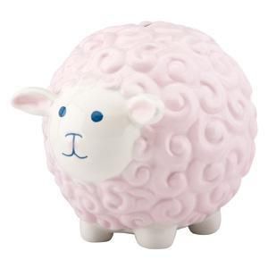 Gorham® Little Girl with a Curl Sheep Bank Pink Ceramic  