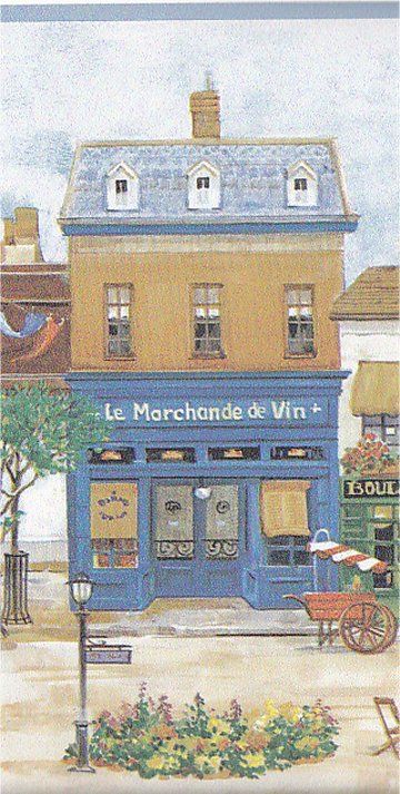 BISTRO Paris French STREET Chef Houses Wallpaper Border  