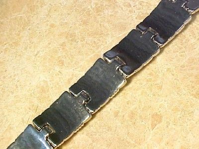 Large 7 3/4 Chunky Sterling Silver Bracelet, Signed RS  