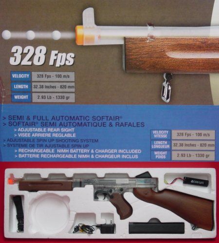 aeg AIRSOFT Eco Line ABS Plastic MILITARY M1A1 THOMPSON w/STICK Clear 