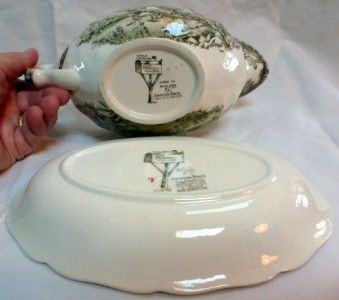   Village Dinnerware Johnson Brothers Bros Gravy Boat & Underplate