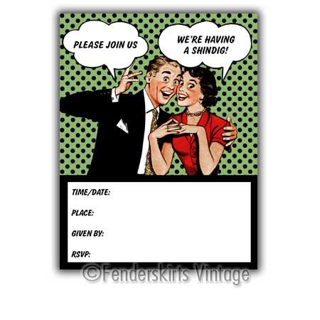 Retro Vintage 1950s Couple Party Invitations  