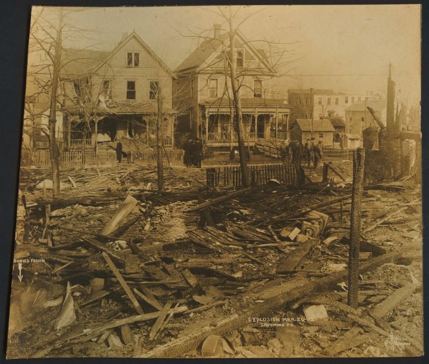 RARE 1912 Albumen Photo Explosion Disaster Dunmore PA  