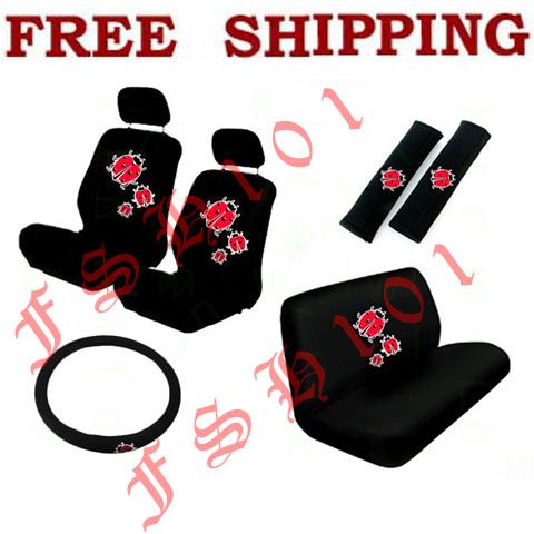   Rear Seat Covers, 1 Steering Wheel Cover, 2 Shoulder Pads FOR CAR