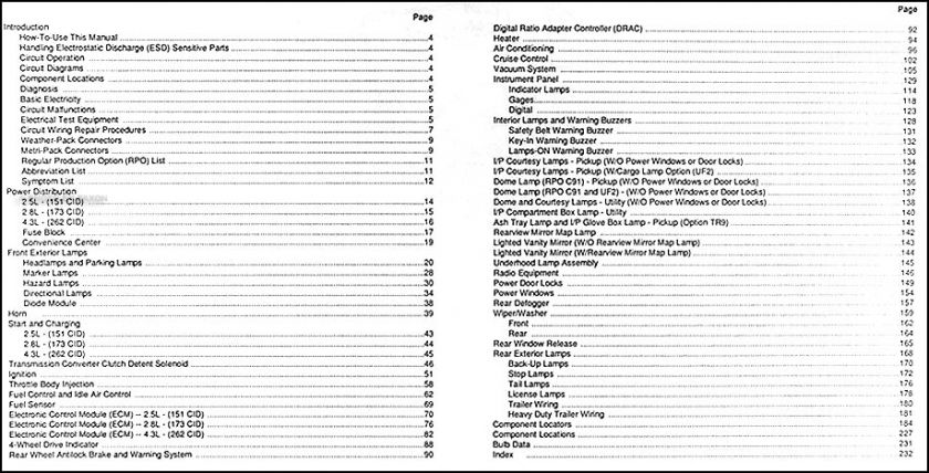   Pickup S 15 Jimmy Wiring Diagram Manual Electrical Schematic OEM 90