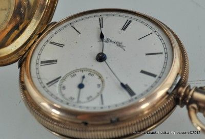 1887 Elgin Pocket Watch Brooklyn Eagle 8K Solid Gold Hunters Case 