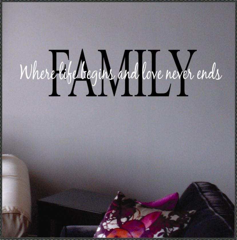 Vinyl Wall Lettering Words Quotes Family Life begins  