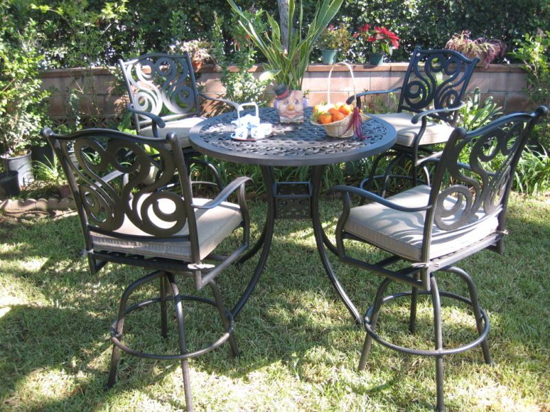 Piece Bar Set Swivel Aluminum Outdoor Patio Furniture  