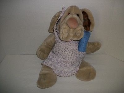 EUC Vintage 1981 Ganz Wrinkles Girl Puppet w/bone Tan Sharpai Puppy 