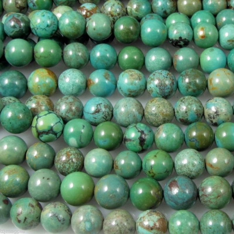 15.5 Hubei turquoise round beads gems 6.8 7.3mm #XX  