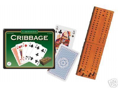 CRIBBAGE NEW BOXED GIFT SET   CARDS WOODEN CRIBB BOARD  