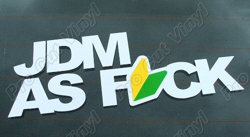 100mm small JDM AS F*CK FCK Sticker Graphic Decal White  Black 