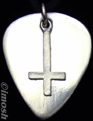 Necklace GUITAR PICK inverted cross SATANIC pendant NEW  