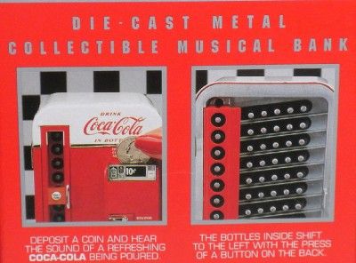 CC01  COLLECTIBLE ENESCO COCA COLA VENDING MACHINE MUSICAL BANK MINT 