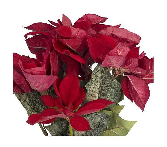 25 FAUX Poinsettia Plant in Woven Design Pot by Valerie Parr Hill 