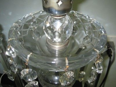   RARE PAIR OF ANTIQUE CRYSTAL PRISM HURRICANE LAMPS LIGHTS 28  